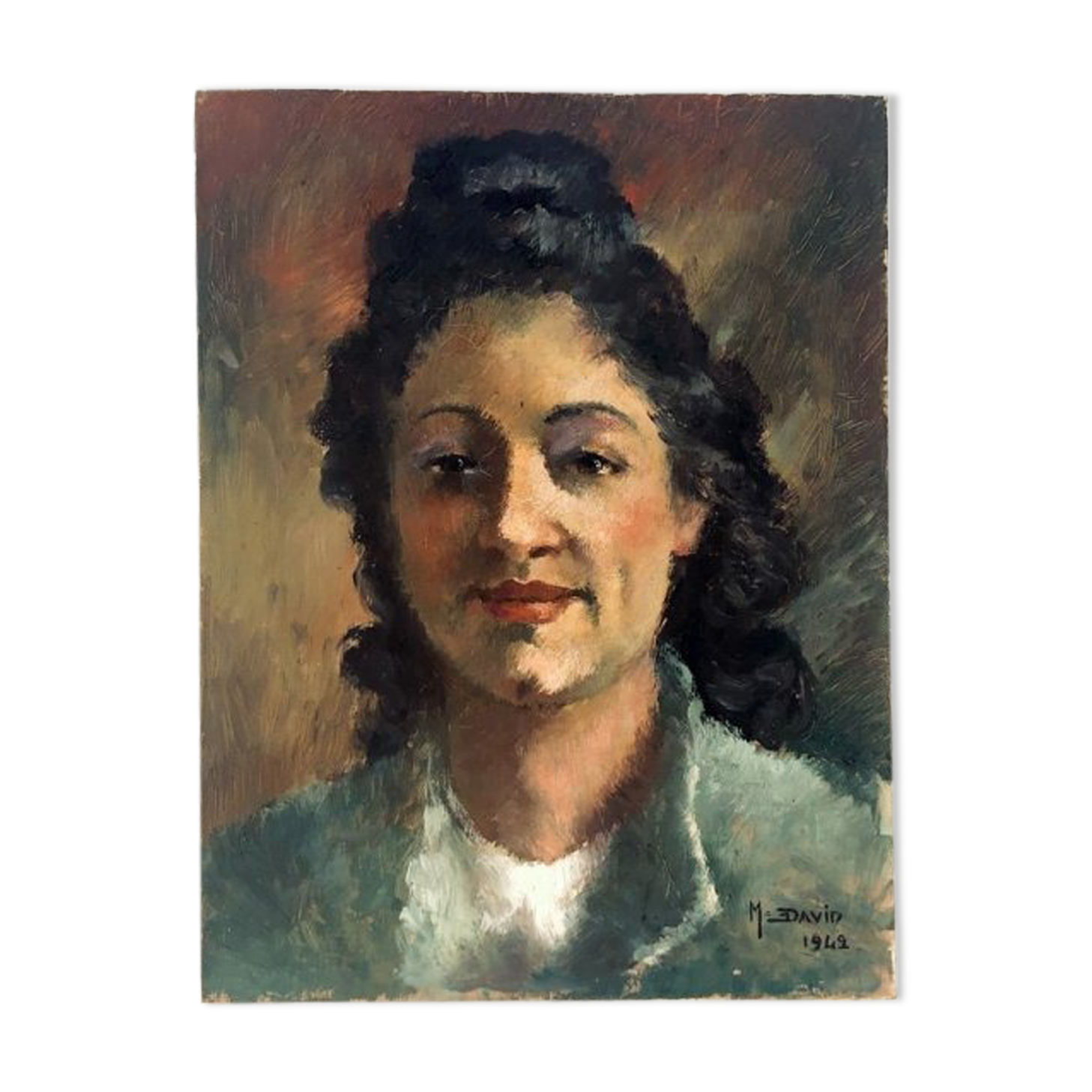 Portrait painting of a woman in the 40s