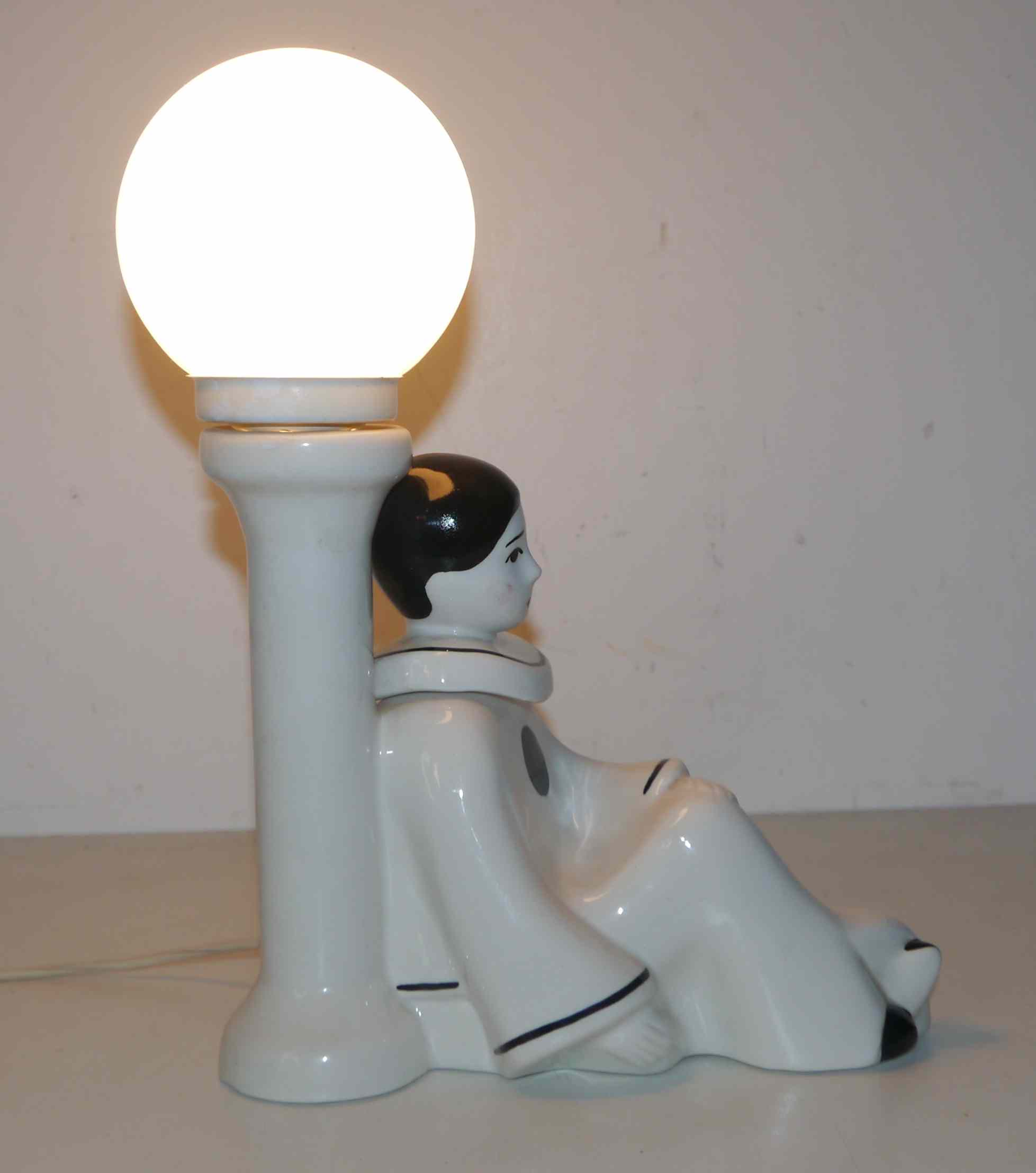 Lamp in ceramic, Pierrot, 70's