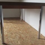 70's chrome teak table