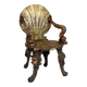 Venetian "Grotto" armchair in carved polychrome wood, silvered and gilded, circa 1890.