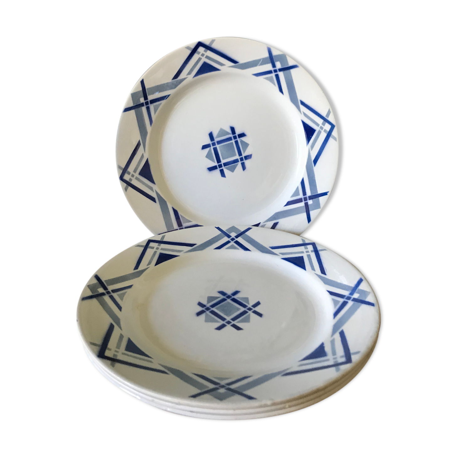 Set of 4 flat plates Moulin des Loups and Hamage model Rivoli