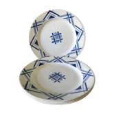 Set of 4 flat plates Moulin des Loups and Hamage model Rivoli