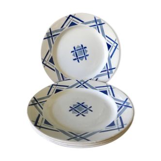 Set of 4 flat plates Moulin des Loups and Hamage model Rivoli