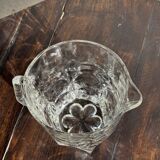 Large glass water jug with handle, hexagonal base, H15 D20.