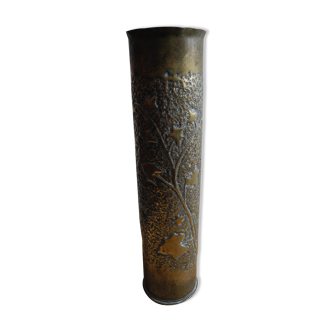 Vase douille gravée art tranchées ww1 trench art