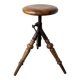 Tripod workshop stool in turned wood and cast iron — circa 1900