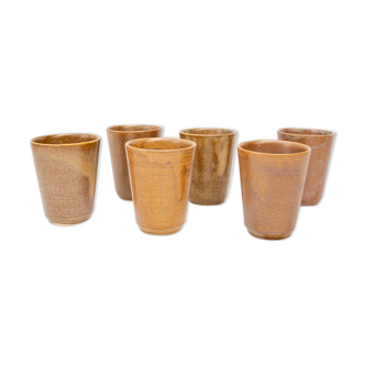 6 sandstone glasses Digoin Sarreguemines