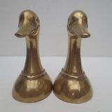 pair of brass duck bookends