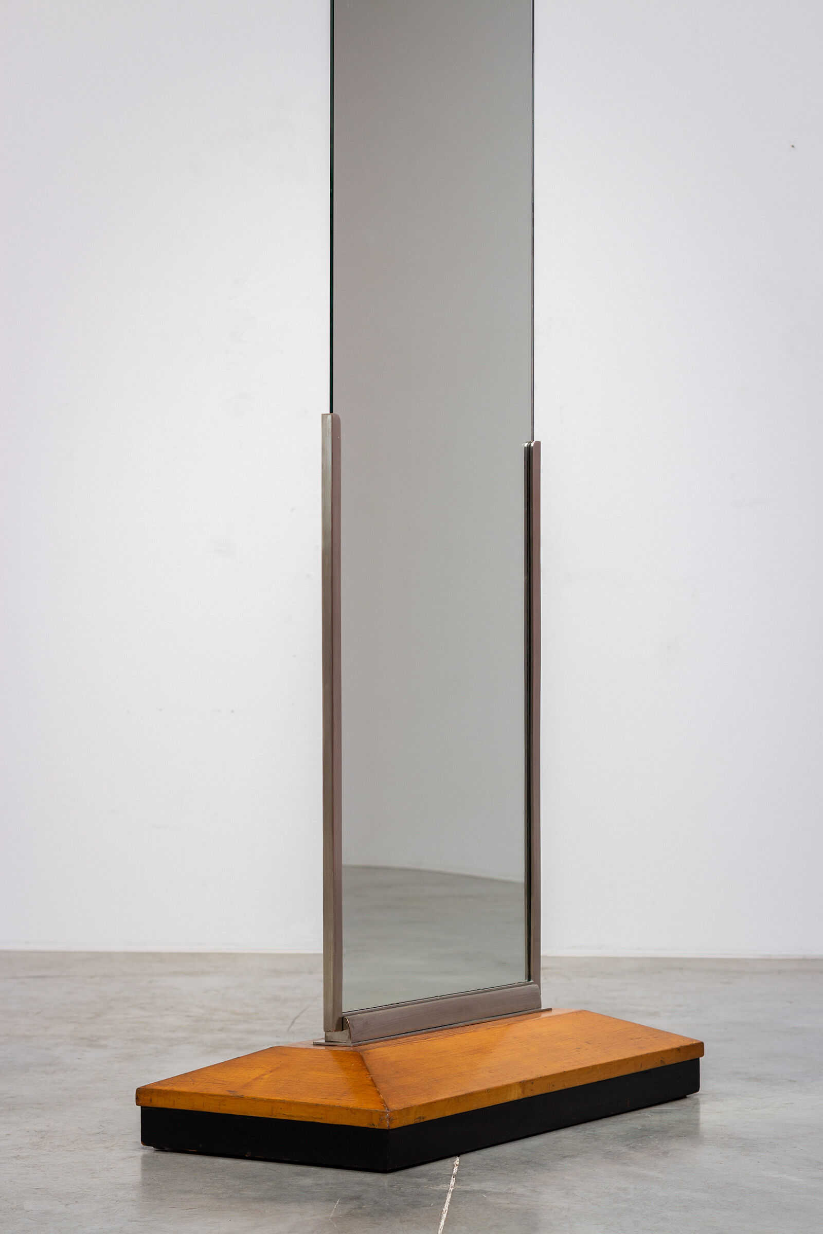 Art deco rectangular mirror in walnut wood 1930 176x80cm