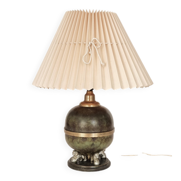 Lampe de bureau Svenska Metallverken, décor de lions, Swedish Grace