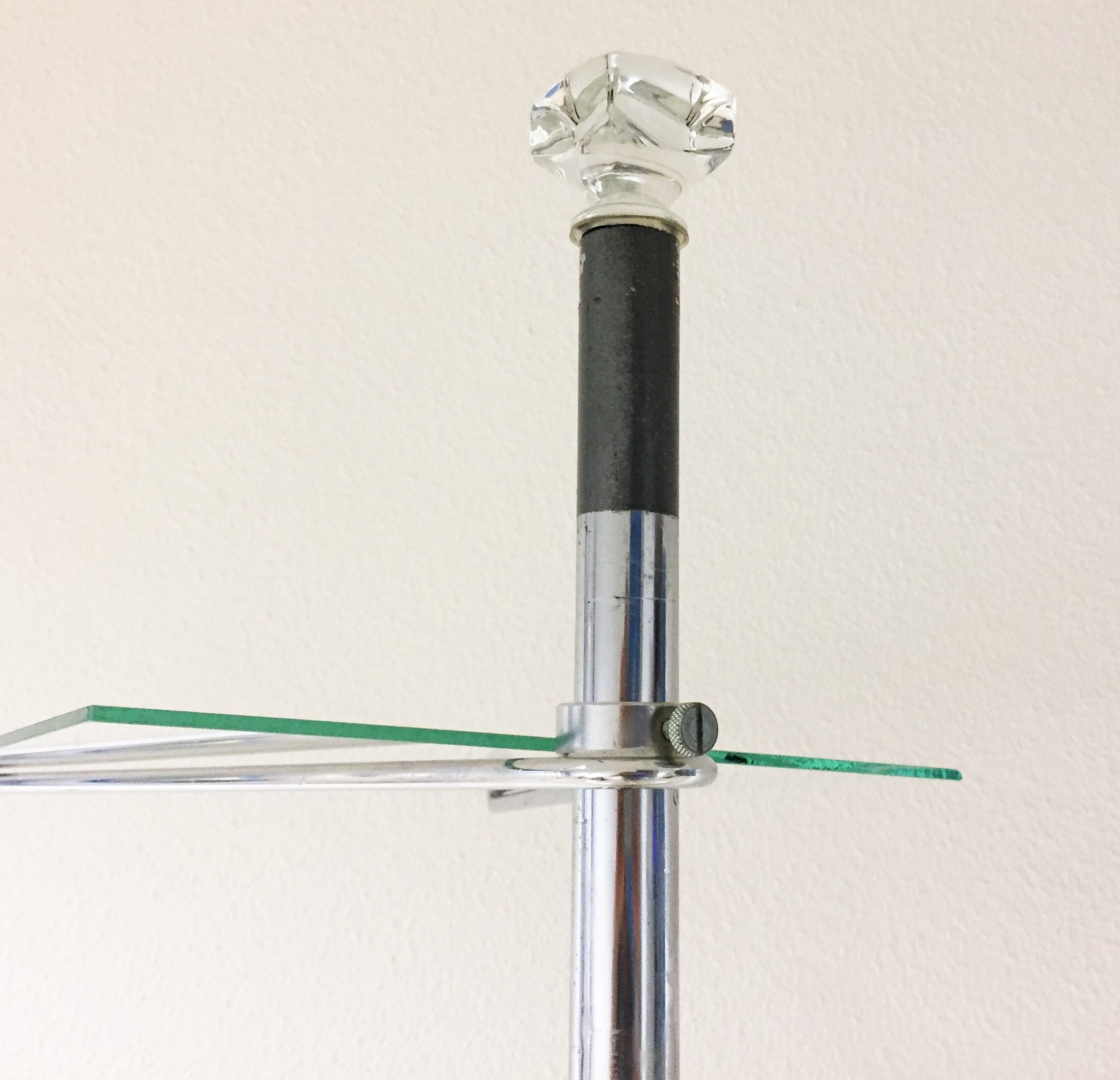 Vintage display shelf in glass and stainless steel