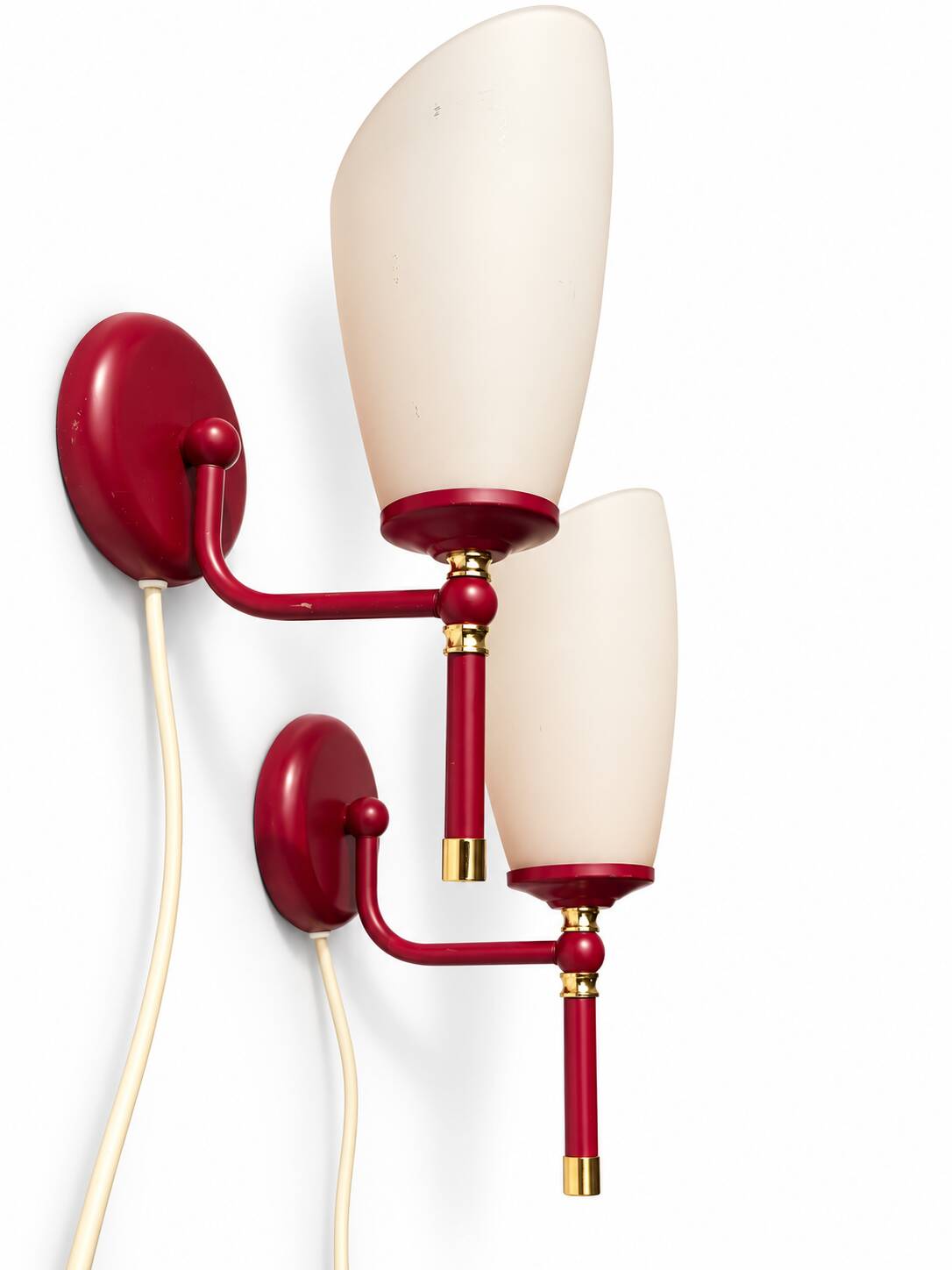 Pair of Italian 1980s Burgundy Wall Sconces
