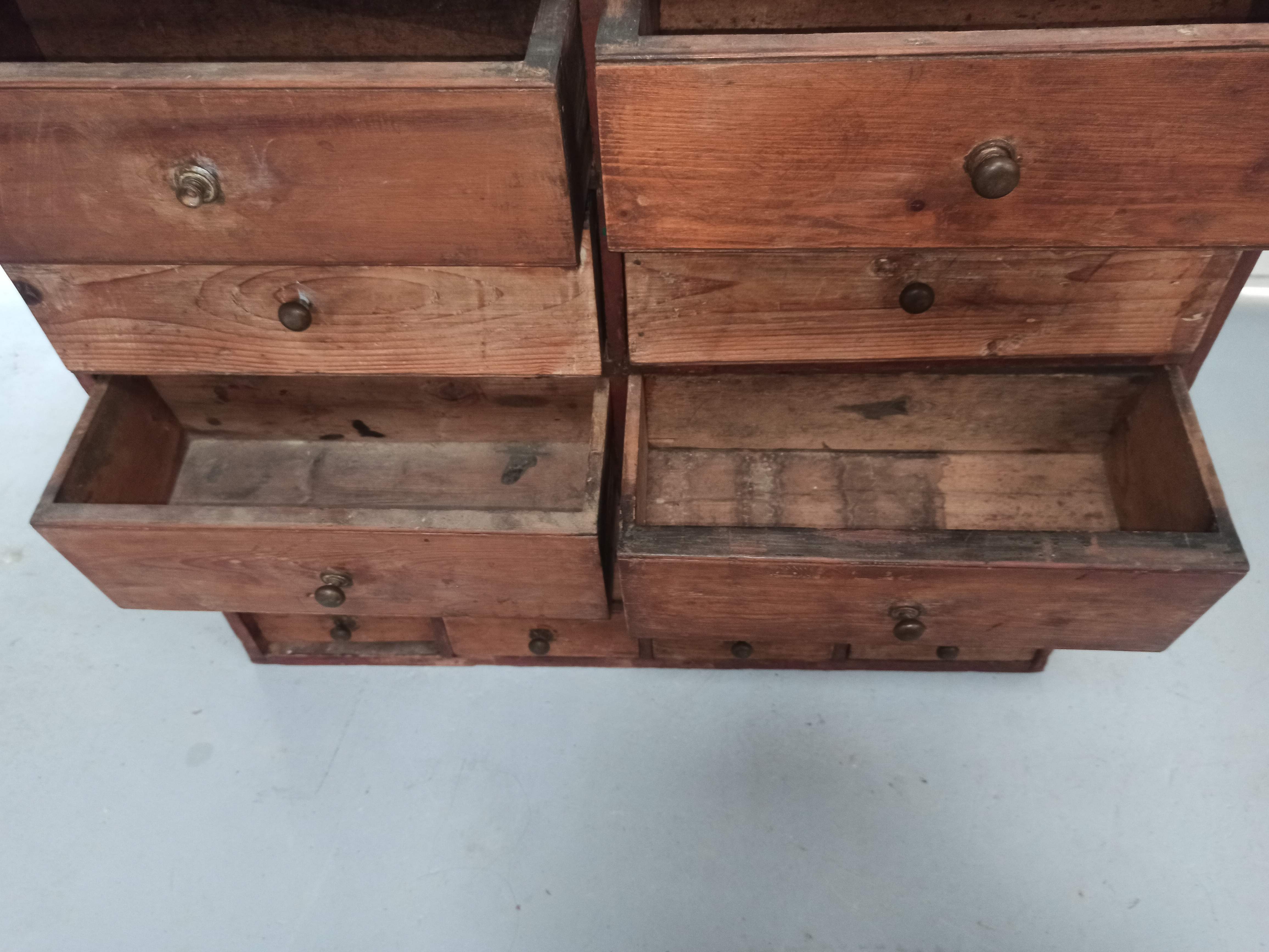 Hardware furniture wood multiple drawers old