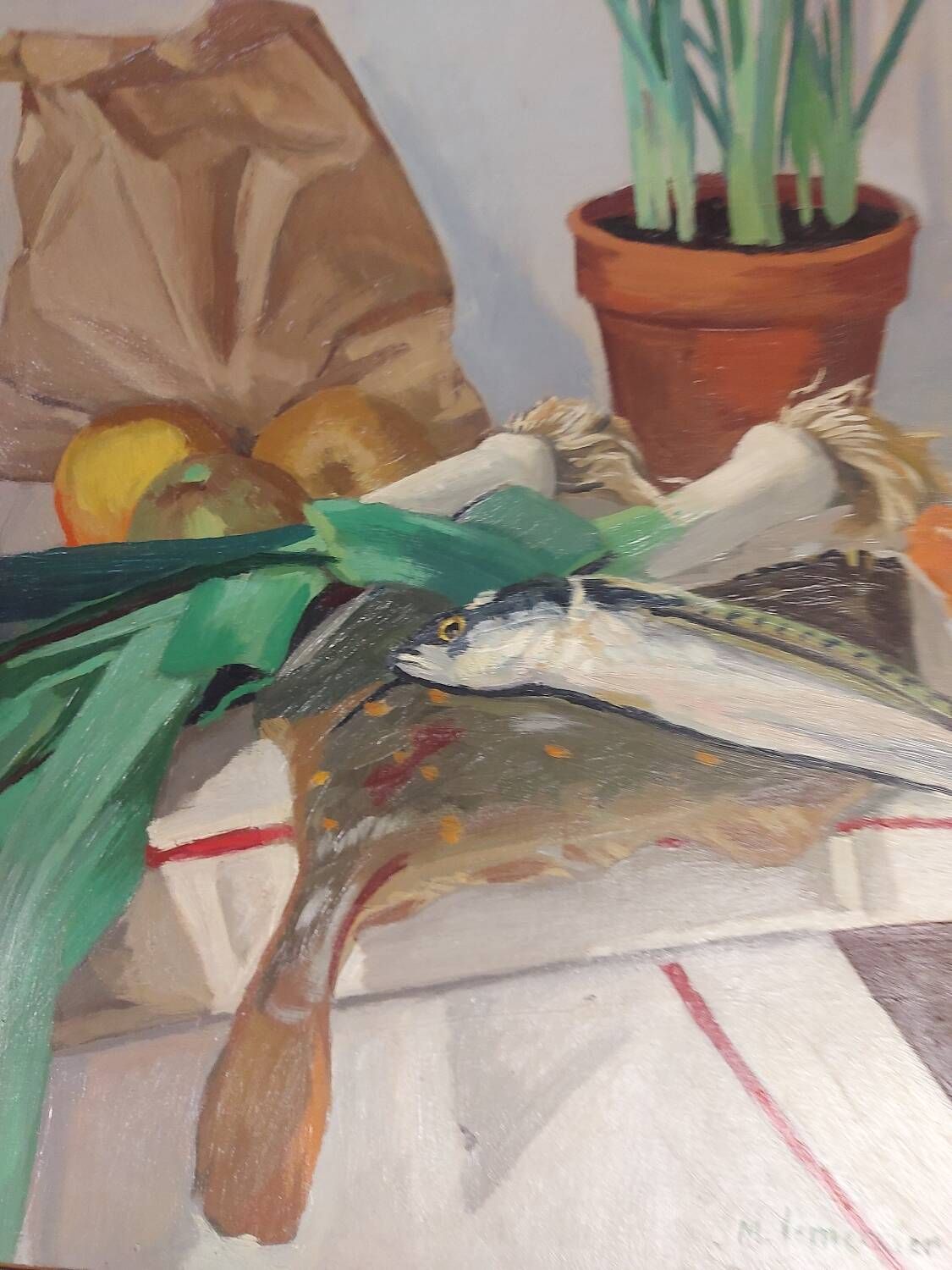 Painting, oil on canvas still life, Michel Mercier