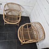 Paire de fauteuils en rotin des années 60