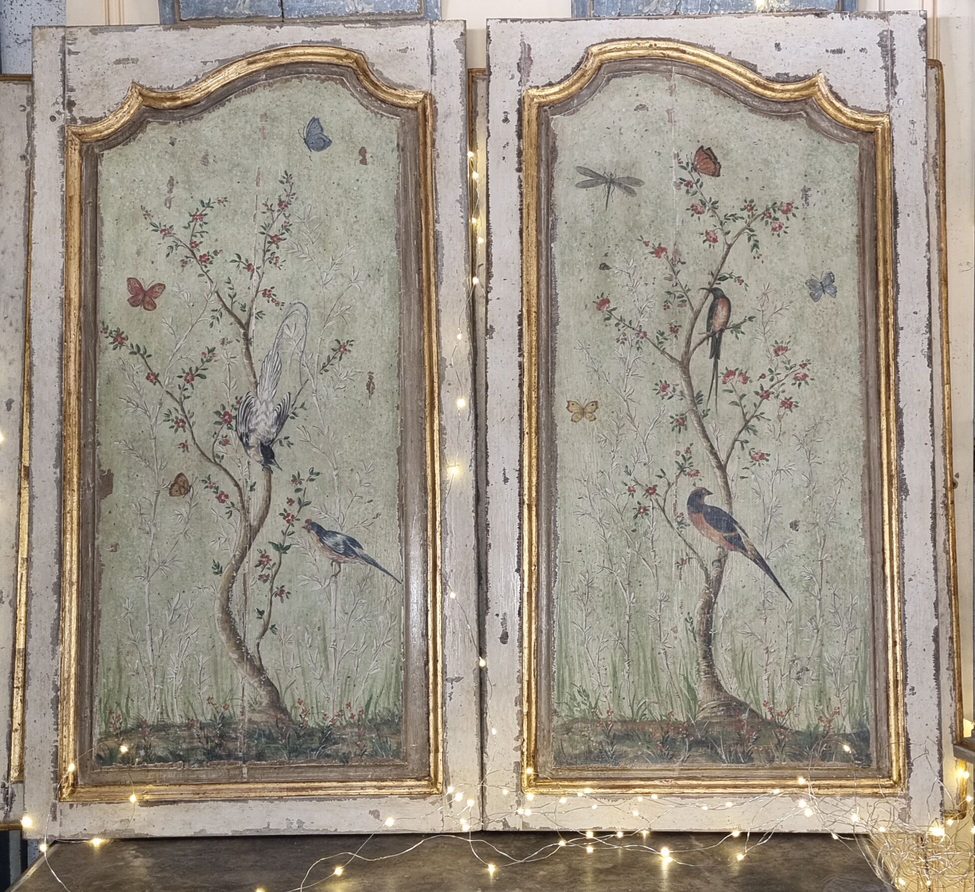 Pair of 18th painted panels and décor