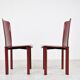 Lot de 6 chaises de salle à manger en cuir rouge fabriquées en Italie, années 1980
