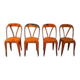 Set of four industrial metal dining chairs by Joseph Mathieu, painted steel, 1920s, France