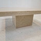 Table Basse Carrée Italienne en Travertin, 1980s
