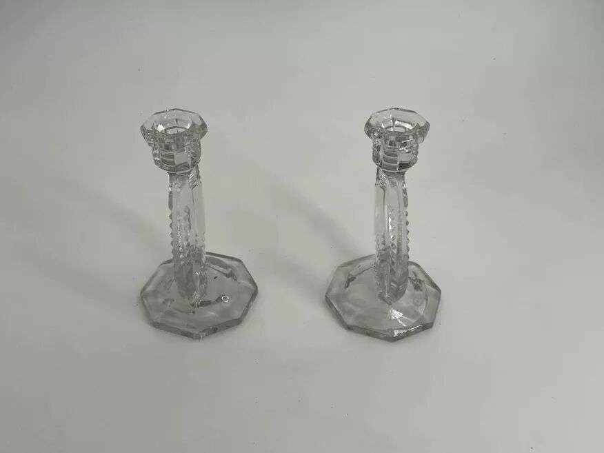 Pair of antique crystal candlesticks