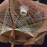 Vintage wood and thread pendant lamp