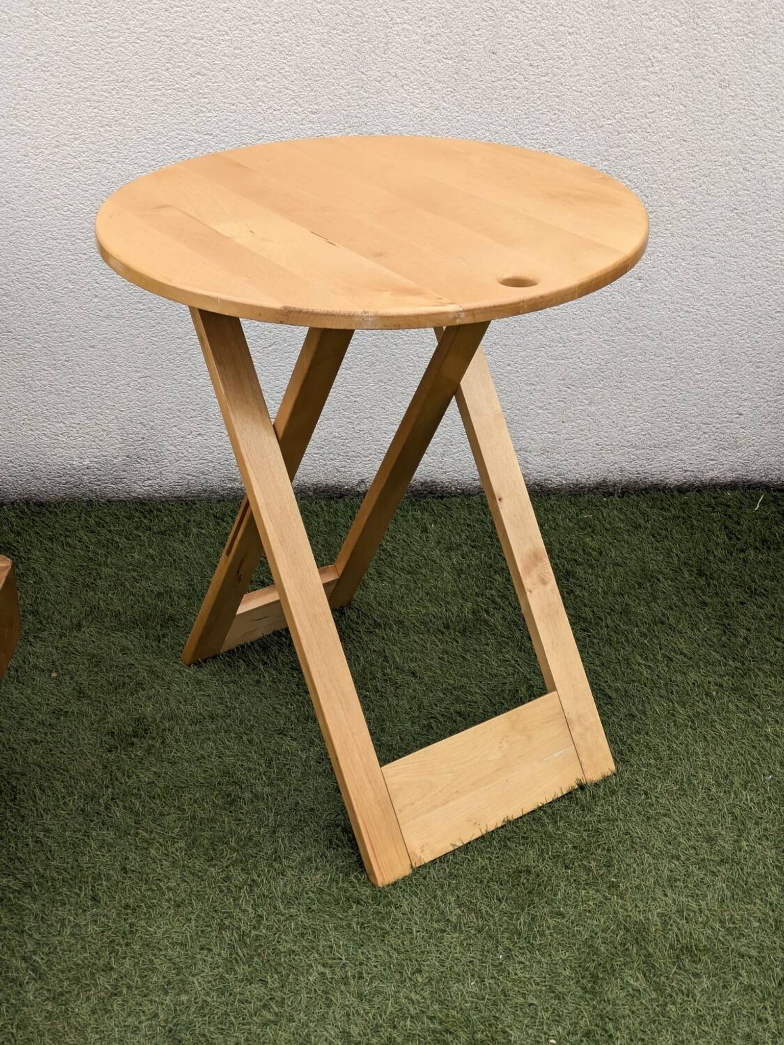 Table pliante design “Suzy” Adrian Reed bois blond vintage 80