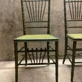 Paire de chaises vintage en bois style bambous