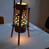 Vintage bamboo tripod lamp