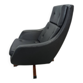Fauteuil pivotant en similicuir noir provenant de Suède