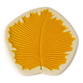 Dessous de plat en céramique, modèle feuille, jaune, made in france, 1950