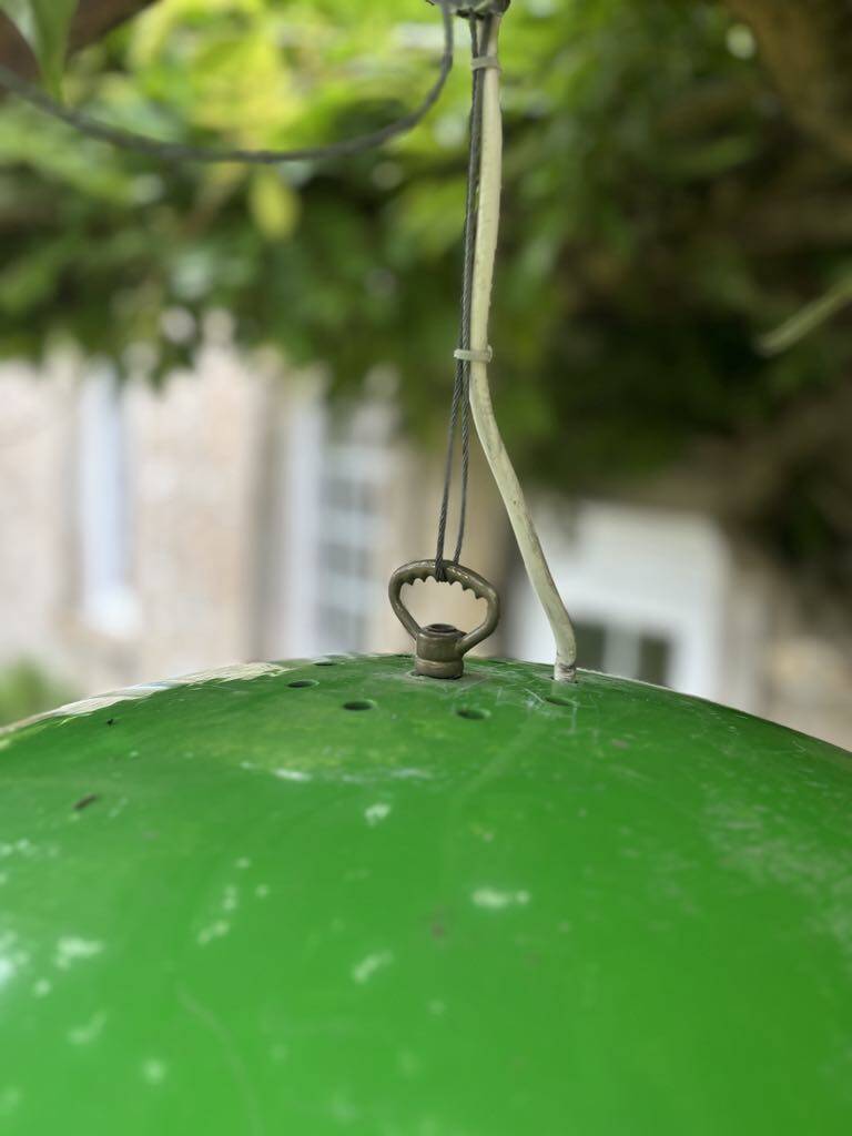 Green metal industrial pendant light