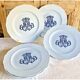 6 anciennes assiettes plates monogrammées Brown Westhead More & Co XIX