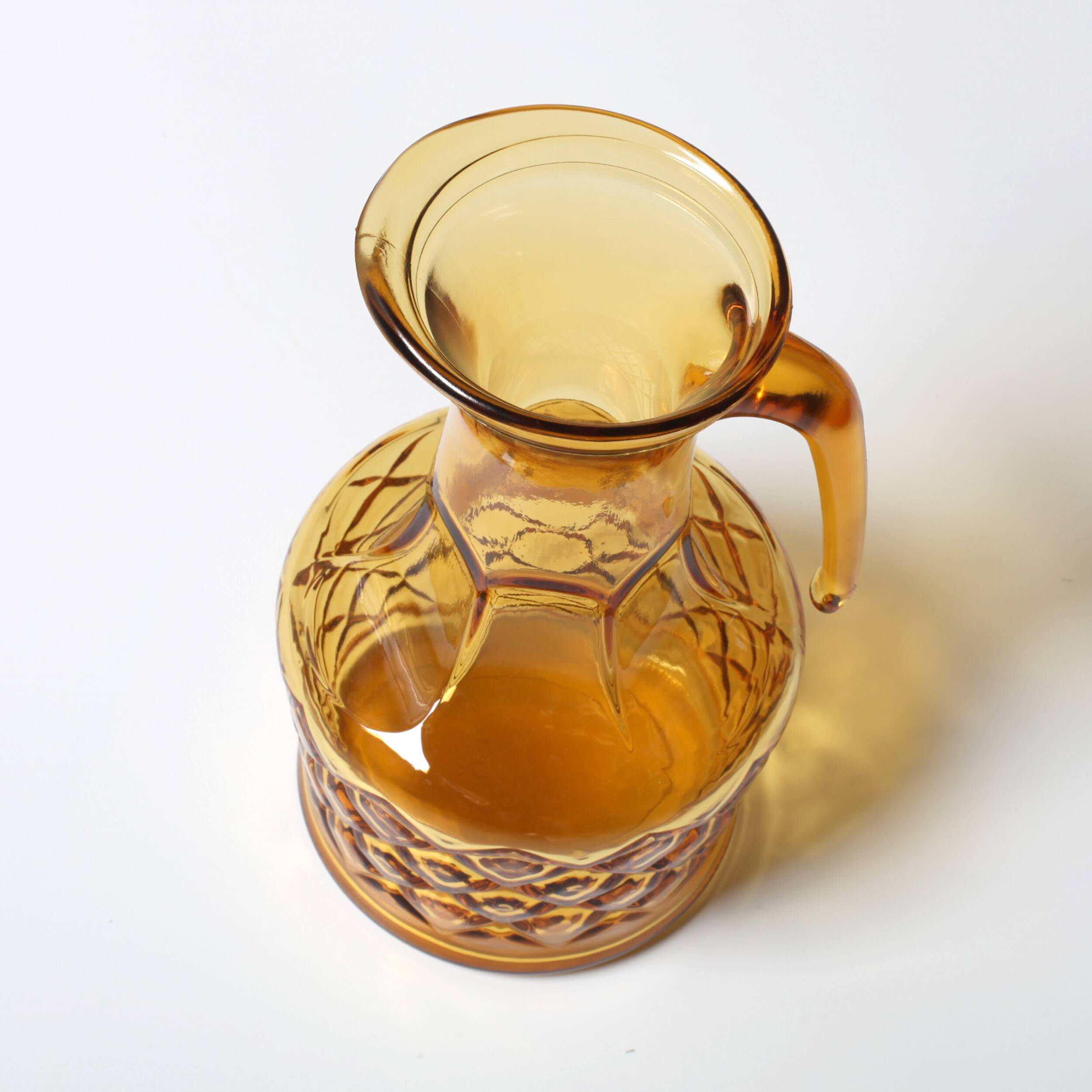 Vintage Designer Italian Amber Glass Carafe / Mid-century Jug / Bormioli