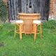 Old Rattan Bar with 2 Matching Stools