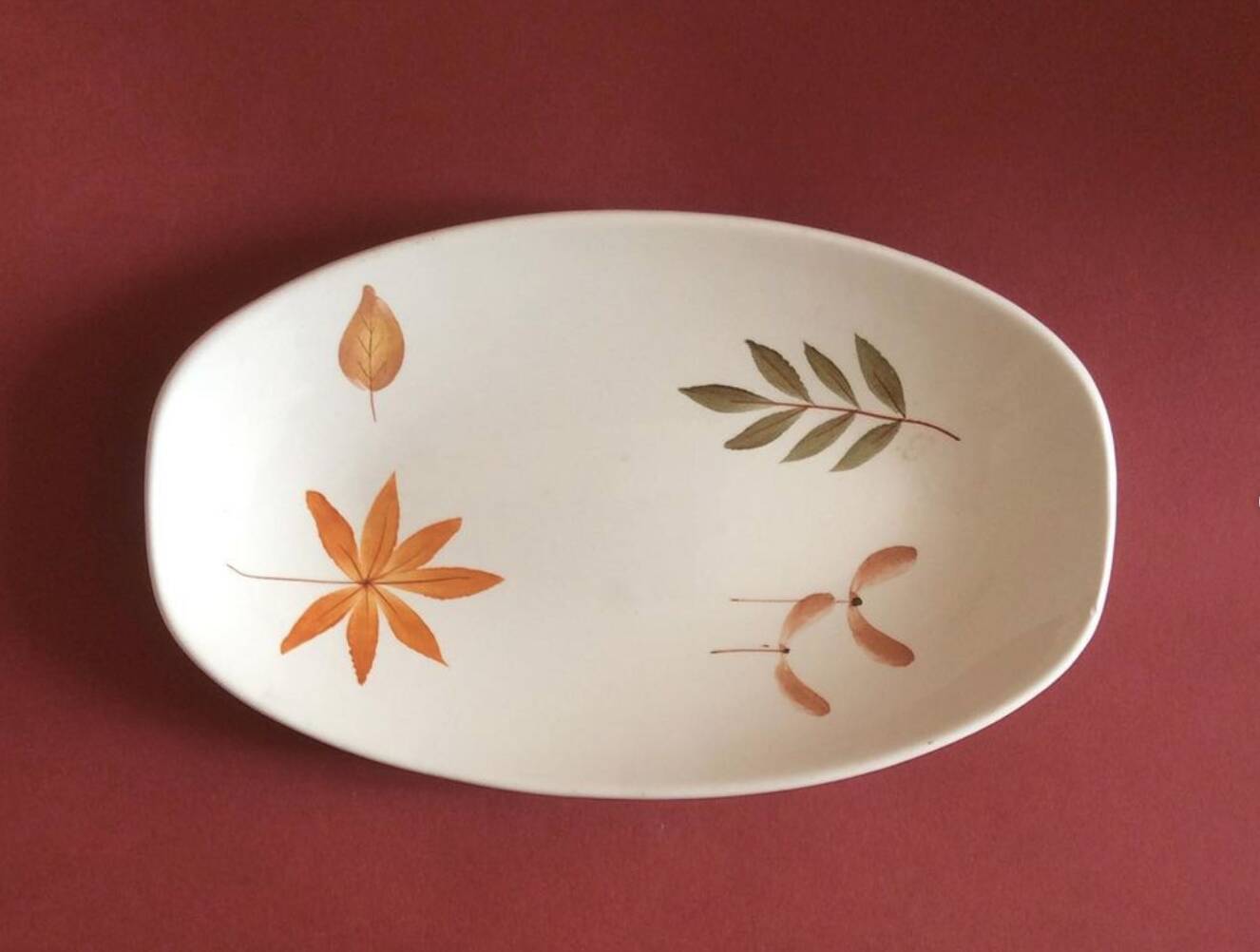 Petit plat longchamp feuilles d'automne vintage 70'