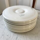 Set of 9 plates of green oysters moulin des loups 50s