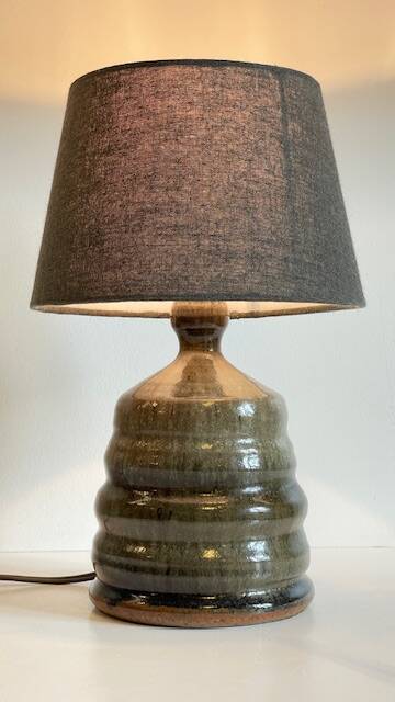 Vintage handmade stoneware geometric lamp