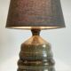 Vintage handmade stoneware geometric lamp