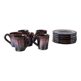 Vallauris coffee cups and bowls Pink and brown