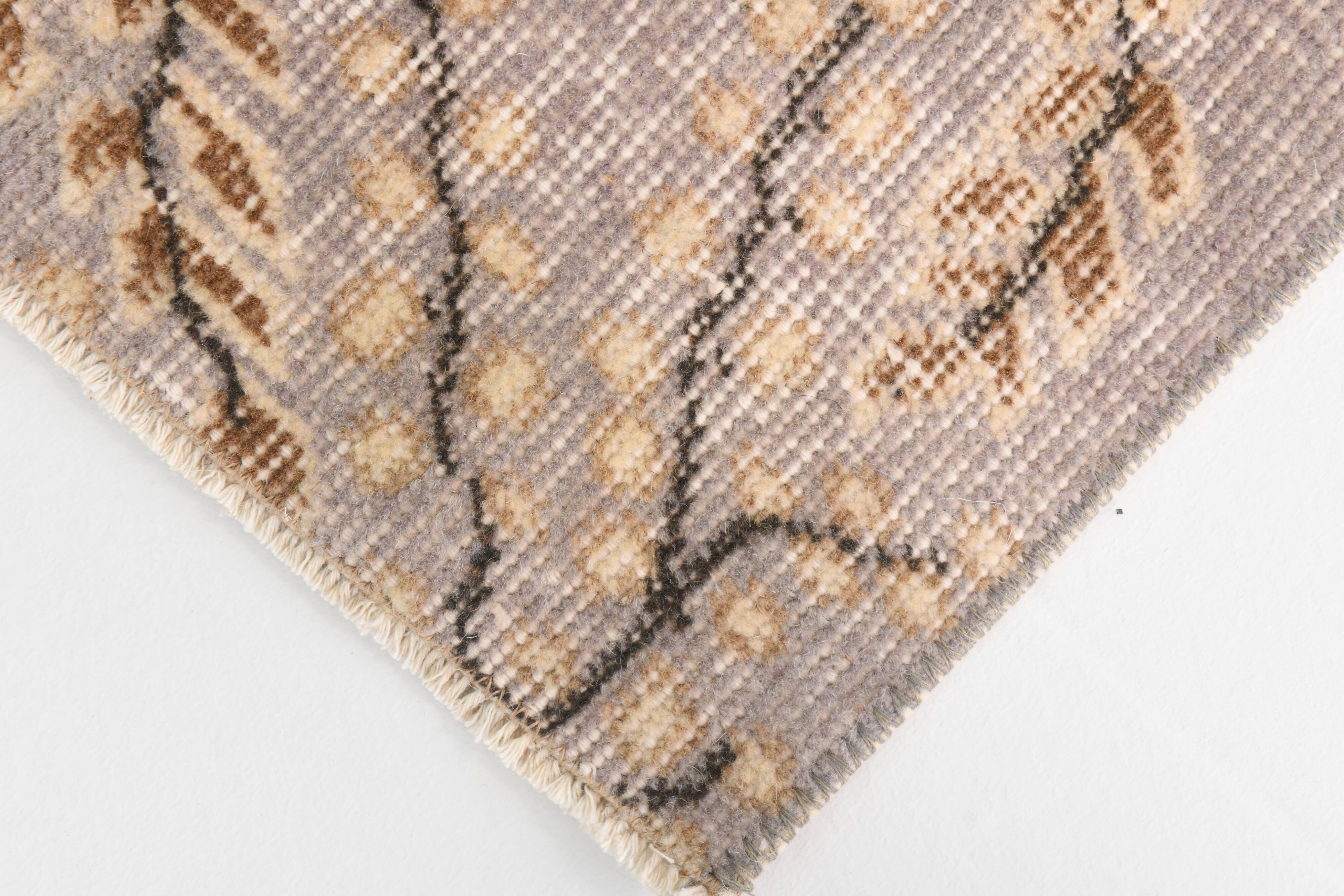 3x7 Cream & Brown Oriental Vintage Rug, 108x207Cm