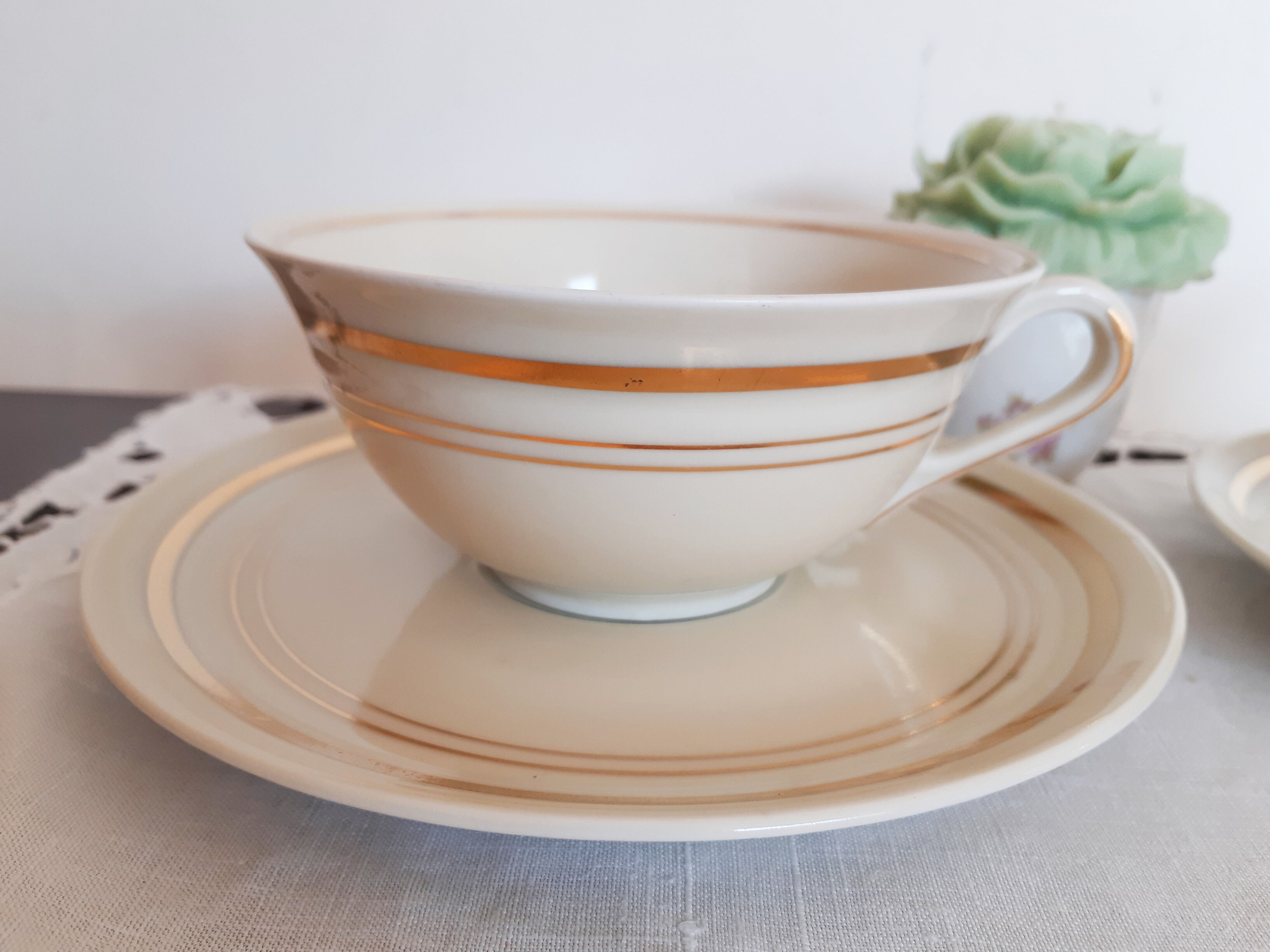 Sarreguemines porcelain tea cups
