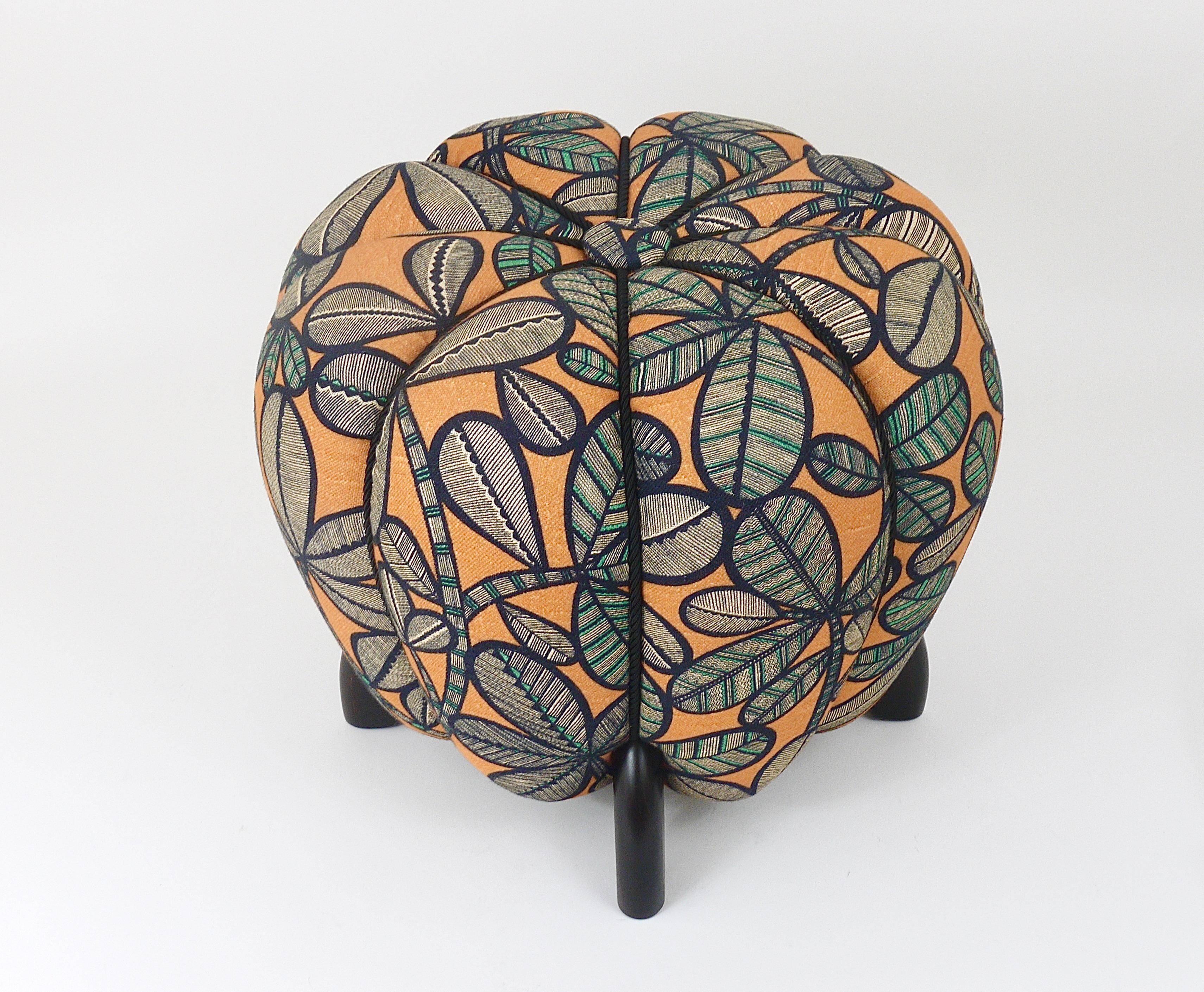 up to 3 Art Deco stools by Jindrich Halabala, leaf pattern, pouf, ottoman, 1930s