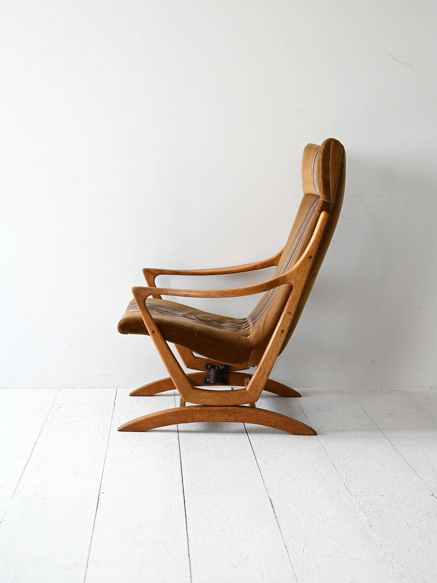 Original Scandinavian Oak High-Back Armchair, Late 1960s