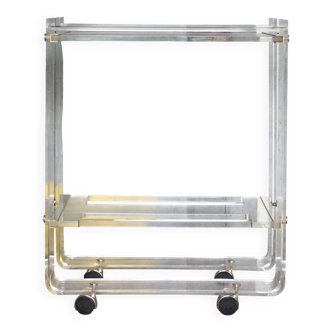 David Lange trolley, plexiglass and brass trolley, rolling bar, decoration