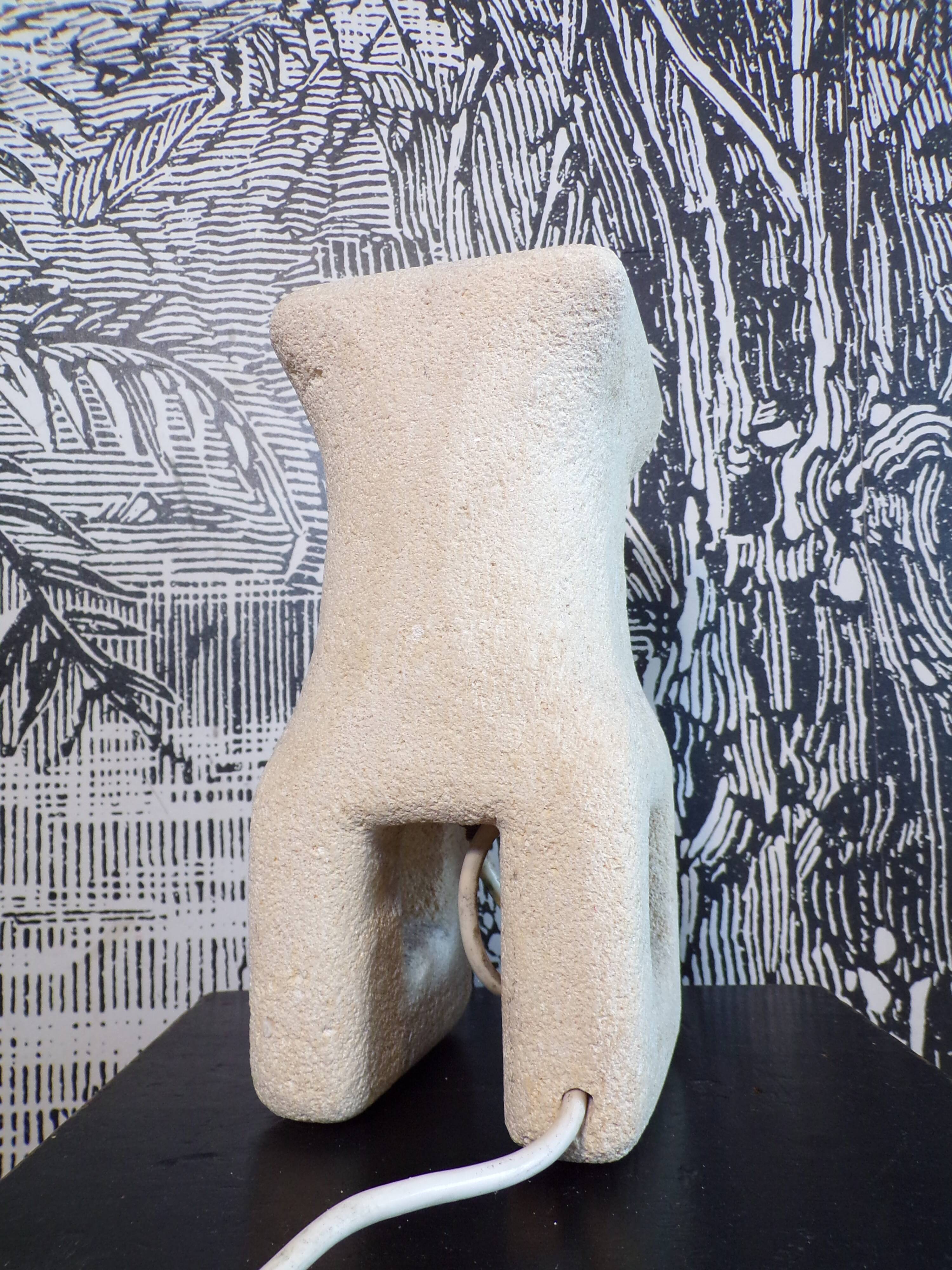 Antropomorphic lamp signed Albert Tormos in Gard stone