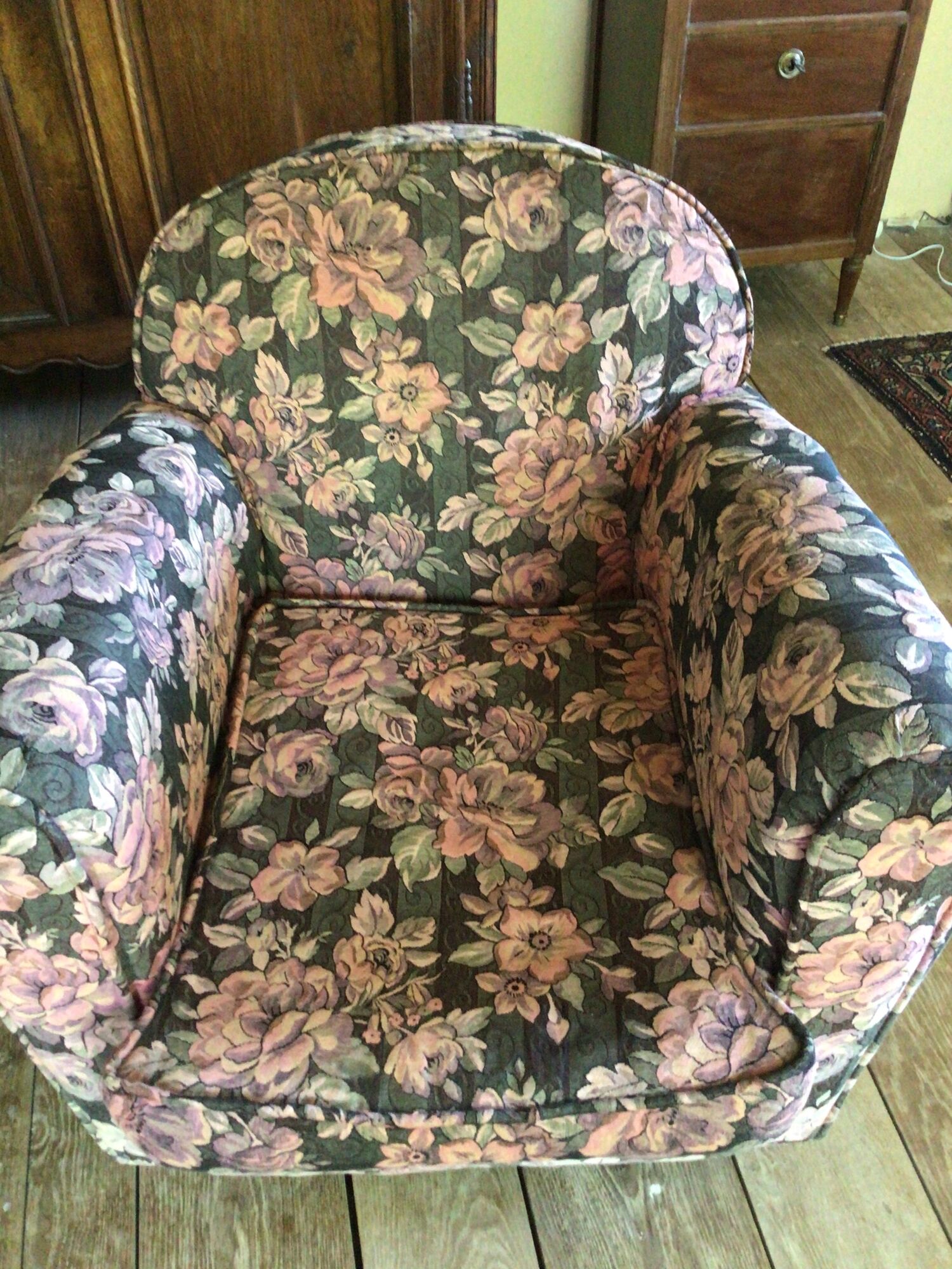 Pair of armchair club tapestry art deco