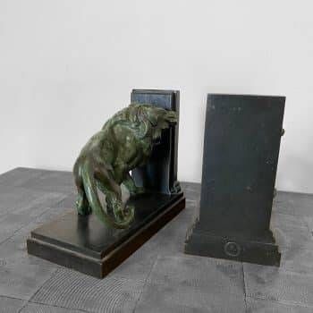 Lion and lioness bookends by Joseph Carlier, 1930