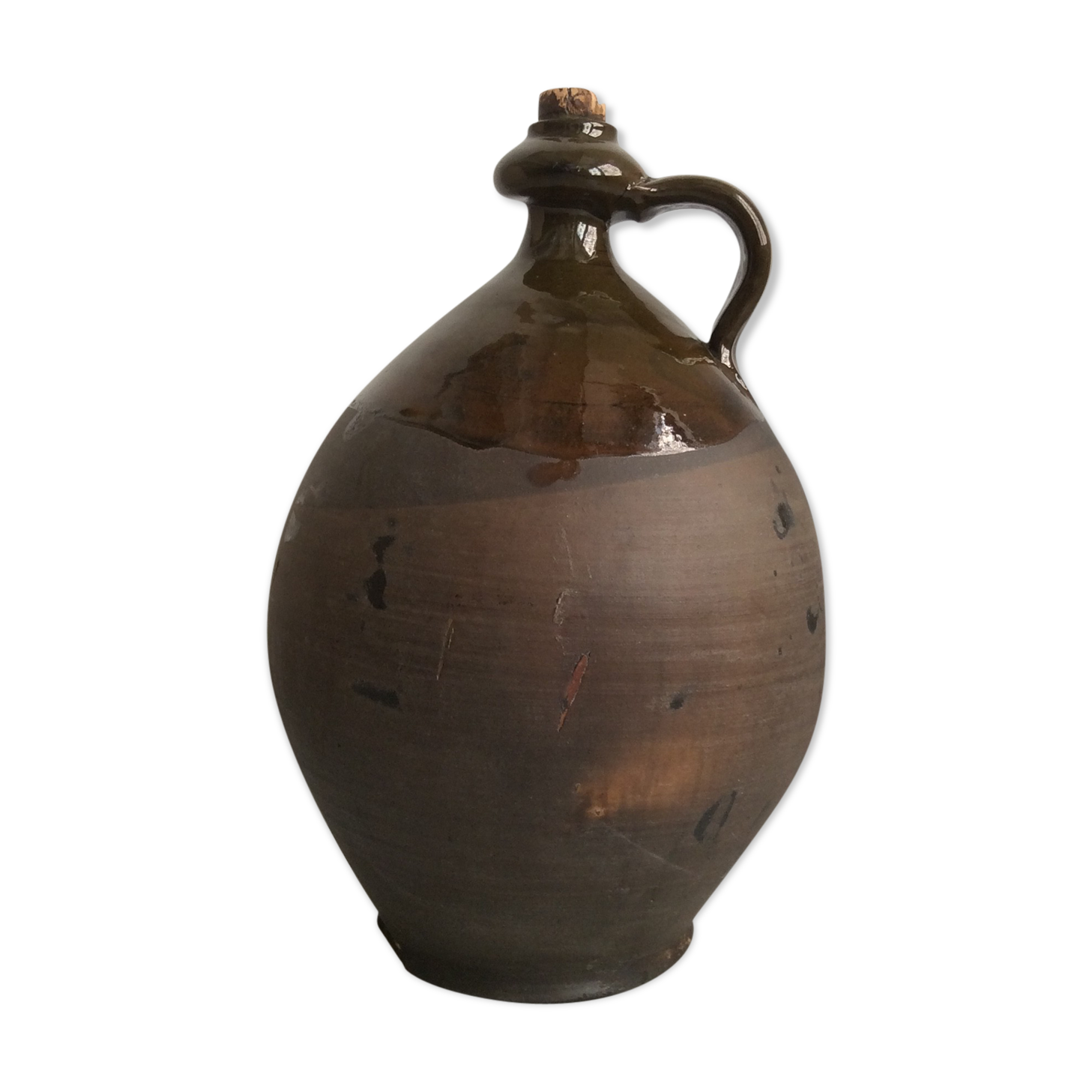 Old terracotta jug glazed Provençal
