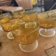 Set of 6 vintage amber ice cream/champagne glasses - 1970s