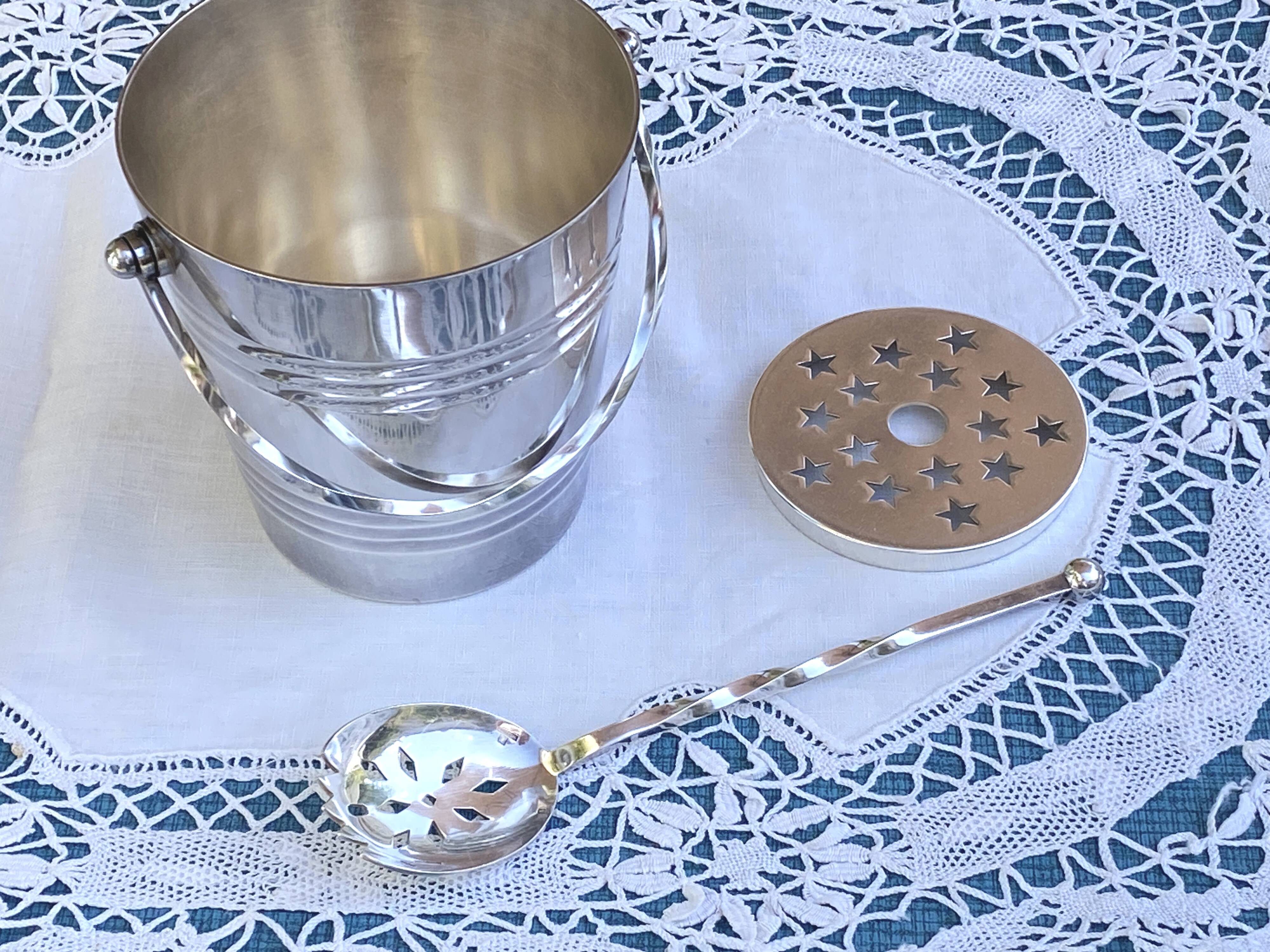 Ice bucket, ice cubes, cooler, silver-plated metal - goldsmith Saint Médard